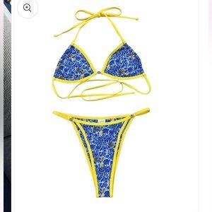 Strawberry Milk Mob Blue and Yellow Bikini